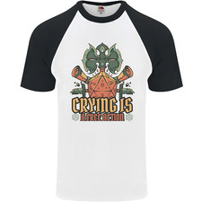 RPG Role Playing Games Crying Free Action Mens S/S Baseball T-Shirt