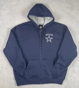 Dallas Cowboys Knit Hoodie Full Zip Sherpa Lined Mens 2XL Blue Stitched NFL EUC - Picture 1 of 8
