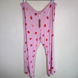 Skims Pajama Pants Womens 3X Cherry Blossom Lipstick Kiss Print PJ Bottoms NEW - Picture 1 of 14