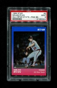 1989 NOLAN RYAN STAR #5 ALL STAR STATS PINK BACK PSA 9