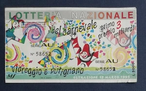 67981 28/tt Biglietto LOTTERIA NAZIONALE Carnevale Viareggio Putignano 1995 - Picture 1 of 1