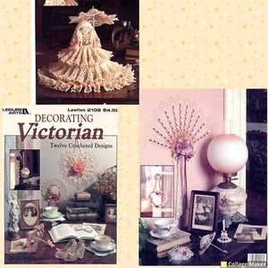 Leisure Arts Victorian 12 Crochet Designs Book 2108. Shoes Umbrella Heart Hat - Picture 1 of 4