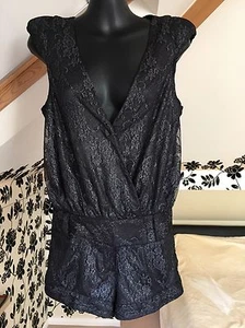 River Island Jumpsuit Black Lace Size 6 Very Good Used Condition - Picture 1 of 12