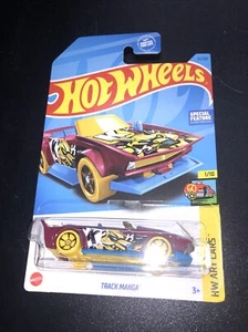 Hot Wheels #15 Art Cars TRACK MANGA Maroon Yellow Wheels Black COMBINE SHIPPING - Picture 1 of 4