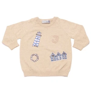 1485AD maglione bimbo BOY HITCH-HIKER cotton ecru printed sweater kids - Picture 1 of 4
