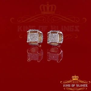Micro pendientes de tachuelas de oro amarillo real de 10 K con diamantes reales de 0,10 quilates para hombre/mujer - Imagen 1 de 12