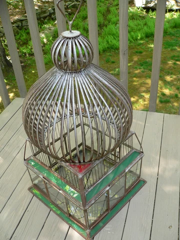 VINTAGE / ANTIQUE RARE UNUSUAL DUAL SPEAR MULTI TIERED BIRDCAGE CLEAN UNRESTORED Cover