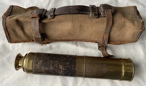 Vintage 4 draw brass Telescope, 2" object lens, multi element, canvas case SALE - Picture 1 of 9