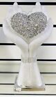 New Silver Crushed Diamond Crystal Heart In Hand Ornament, Home Decor Diamante