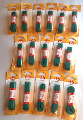 Lote 16 pares de cordones planos verdes kiwi 45 pulgadas cordón artesanal costura nuevo en paquete Foto 1 de 3