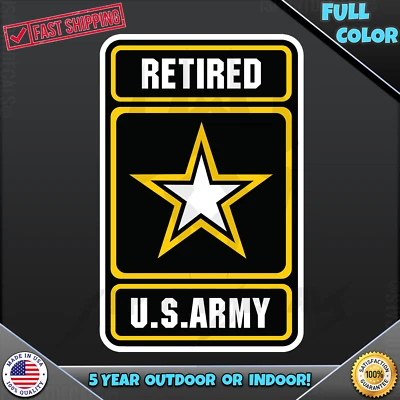 ISPORTDECALS.COM US ARMY RETIRED LOGO Inside Outside Car Laptop PC VINYL DECAL STICKER 043