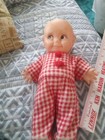 12" Vtg Cameo Vinyl Kewpie Red/White Pjs Squeaker On Bottom Of Foot Works