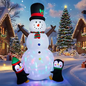 244CM Weihnachtsdeko Aussen Schneemann Aufblasbares Eingebaute Bunte LED Lichter - Bild 1 von 7