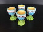 4Pc Vintage Pottery Egg Cups 