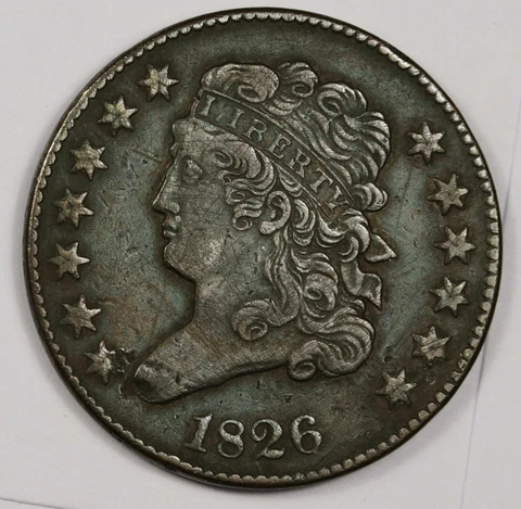 1826 Half Cent. Error.  Medallic Reverse Rotated 180 degrees.  XF.  163072 Cover