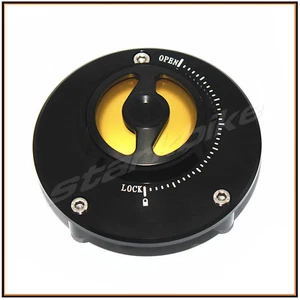 Motor Gas Cap Fuel Cap Push &Lock YAMAHA YZF-R6 YZF-R1 2006-2016 Gold & Black - Picture 1 of 6