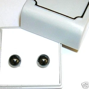 PENDIENTES de HEMATITE 8 mm, y PLATA de 1ª ley 925 Preciosos ""anti estress""" - Imagen 1 de 2