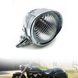 Headlight Headlamp Replacement chrome Fits for Harley Chopper Bobber Cafe Racer - Picture 1 of 14
