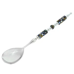 GlassOfVenice Italian Murano Glass Salad Spoon - Black Millefiori - Picture 1 of 5