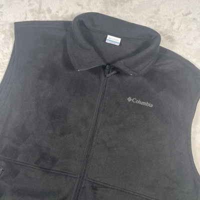 Columbia Full Zip Fleece Vest Men’s XXL Black Pocket Outdoors Hiking - Image 1 of 4