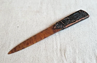 COUPE PAPIER ANCIEN ECAILLE ? ET CUIR EMPIRE RESTAURATION ANGELOT ANGE - Photo 1/4