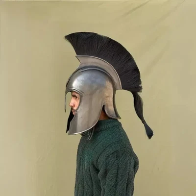 Greek Corinthian Medieval Helmet W/ Black Plume  Ancient Armor Replica Halloween - Image 1 of 3