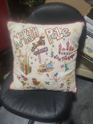 CATSTUDIO Embroidered 18in North Pole Pillow  Christmas Beige 2008 - Image 1 of 4