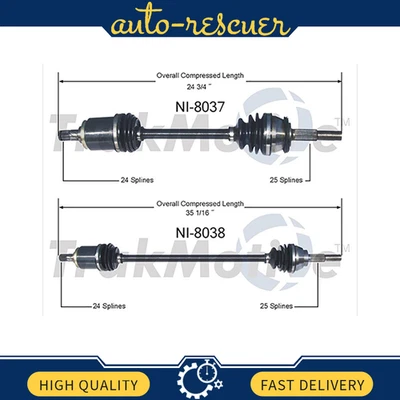 Juego de 2 ejes delanteros CV SurTrack para Nissan Pulsar NX Sentra tracción delantera 1987-1990 Foto 1 de 3