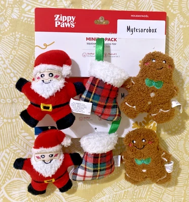ZippyPaws 6-Pack Holiday MINIZ CHEERFUL FRIENDS Squeaky Dog Toy -FREE SHIPPING- - Image 1 of 4