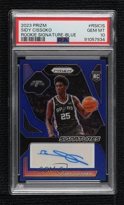 2023 Panini Prizm Rookie Signatures Blue /49 Sidy Cissoko PSA 10 GEM MT Auto RC - Image 1 of 2