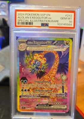 PSA 10 GEM MINT Alolan Exeggutor ex 242/191 Sv08: Surging Sparks Holo SIR - Image 1 of 2