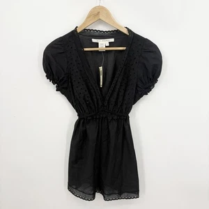 Vintage Y2K Babydoll Top Large Milkmaid Eyelet Lace Up Fairy Grunge Whimsigoth - Picture 1 of 5
