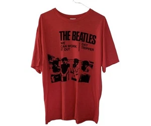The Beatles We Can Work It Out Red Crew Neck Graphic Band T Shirt Size XL 00s - Picture 1 of 11