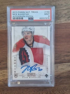 2013-14 Panini National Treasures Nick Bjugstad RC Patch Auto/99 Graded PSA 9 - Picture 1 of 4