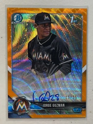 Jorge Guzman 2018 Bowman Chrome 13 /25 Orange Wave Refractor 1st Auto Autograph - Image 1 of 2