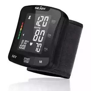 SEJOY Digital Automatic Blood Pressure Monitor Wrist Backlit Heart Rate Machine - Picture 1 of 18