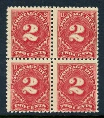 J62 - 2c Postage Due Block of 4 Mint NH Cat $36 "Read" - Image 1 of 2