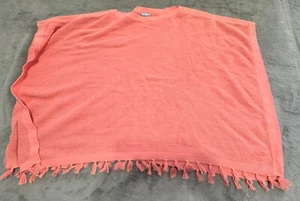 J.McLaughlin Women's Poncho Sweater coral Knit Cotton Fringe Hem - Picture 1 of 6