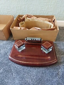 Vintage Desk Tidy & Wooden Ink Wells Perpetual Calendar Stunning Please Read - Picture 1 of 7