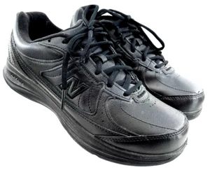 New Balance 577 WW577BK Black Leather Walking Sneaker USA Shoes Women's 8 D - Picture 1 of 10