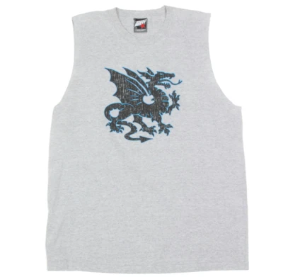 Camiseta sin mangas gris dragón pesado vintage talla XL punk Y2K D&D Ren Faire/829 Foto 1 de 4