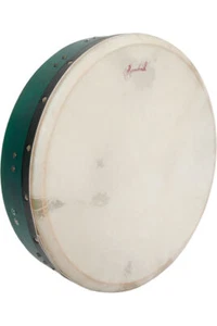 16" GREEN TUNABLE IRISH BODHRAN WOOD DRUM T-BAR MULBERRY WOOD FRAME - Picture 1 of 3