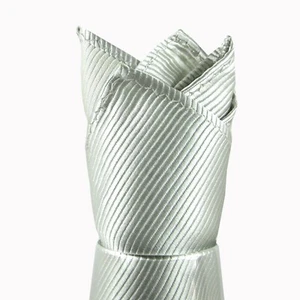 Cuadrados de bolsillo lisos acanalados tejidos 100 % seda para negocios, bodas y formales - Imagen 1 de 1