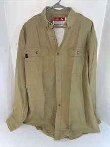 RIVERSIDE FR PROTECTIVE APPAREL BUTTON UP TAN SHIRT HRC 2 - L-XL NEW NO TAGS - Picture 1 of 13