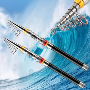 Strong Carbon Fiber Telescopic Fishing Rod Reel Sea Travel Spinning Pole US - Picture 1 of 26