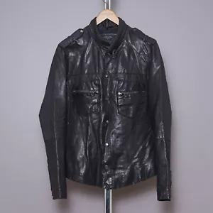 ALL SAINTS Leather Shirt Jacket SMALL Mens Black Biker Punk AFTERNOON Moto S - Picture 1 of 18