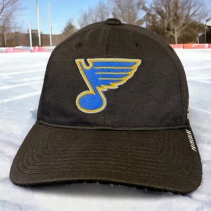 St Louis Blues Hat Note Logo Patch Black Strap-Back Hockey Cap New - Picture 1 of 6