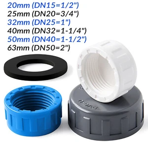 PVC Female Thread End Cap Pipe Fitting Plumbing Stopper Gasket 20 25 32 40 -63mm - Picture 1 of 30