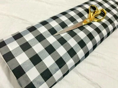 Tafetán de rayón gris / negro / blanco Vestido de impresión a cuadros / artesanía / tela de forro * GRATIS P & P * Foto 1 de 4