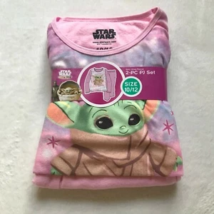 Star Wars Baby Yoda Girls Flannel Pink Pajama Sleep Set 2-Piece Size 10/12 NEW - Picture 1 of 12